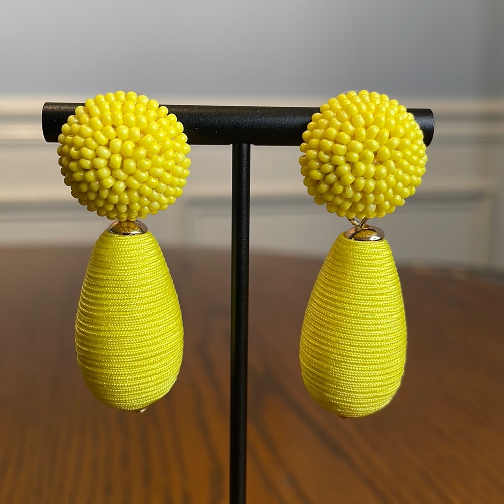 Yellow Beaded / Threaded Earrings